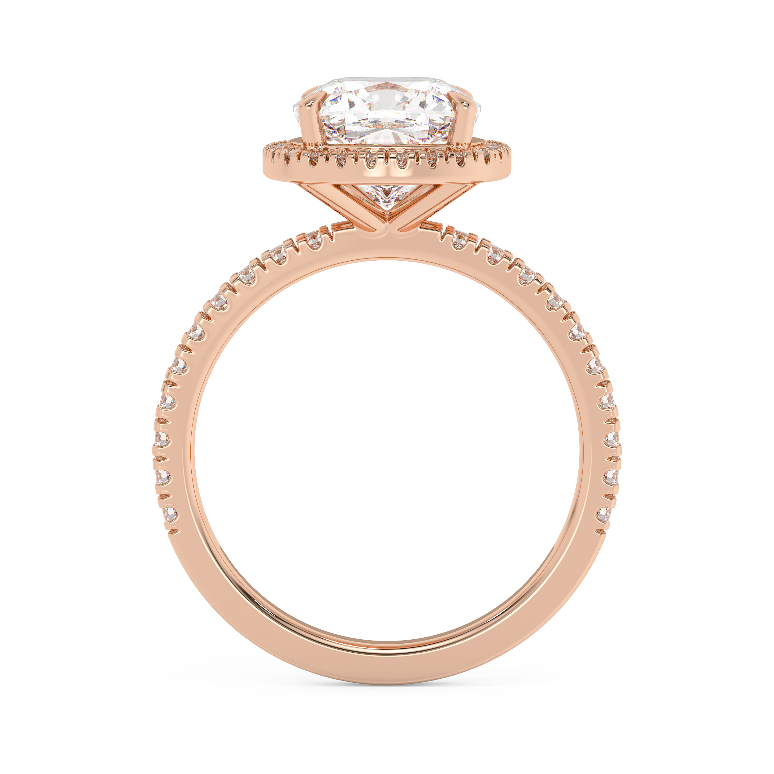 Cushion Halo & Pave Lab Grown Diamond Engagement Ring