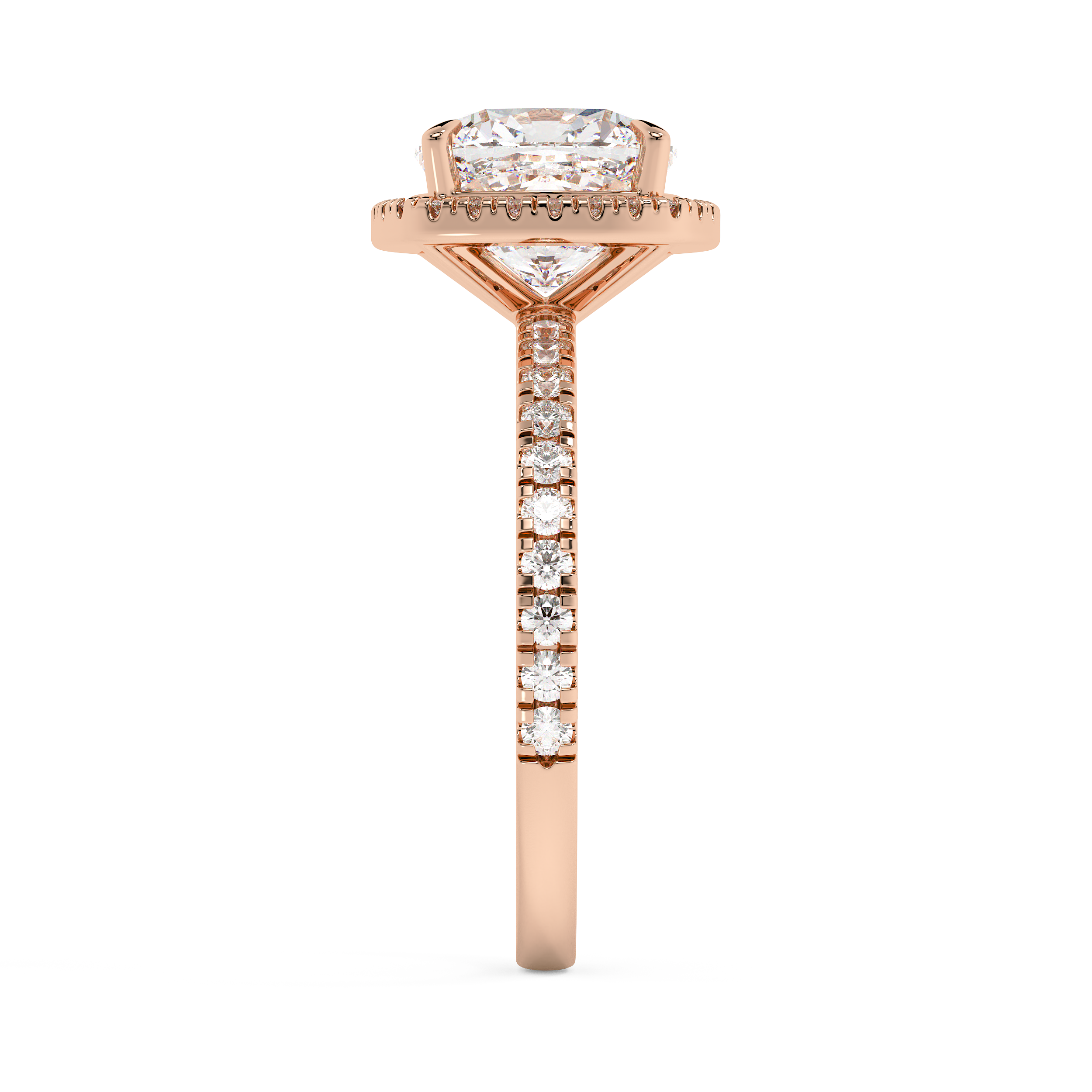 Cushion Halo & Pave Lab Grown Diamond Engagement Ring