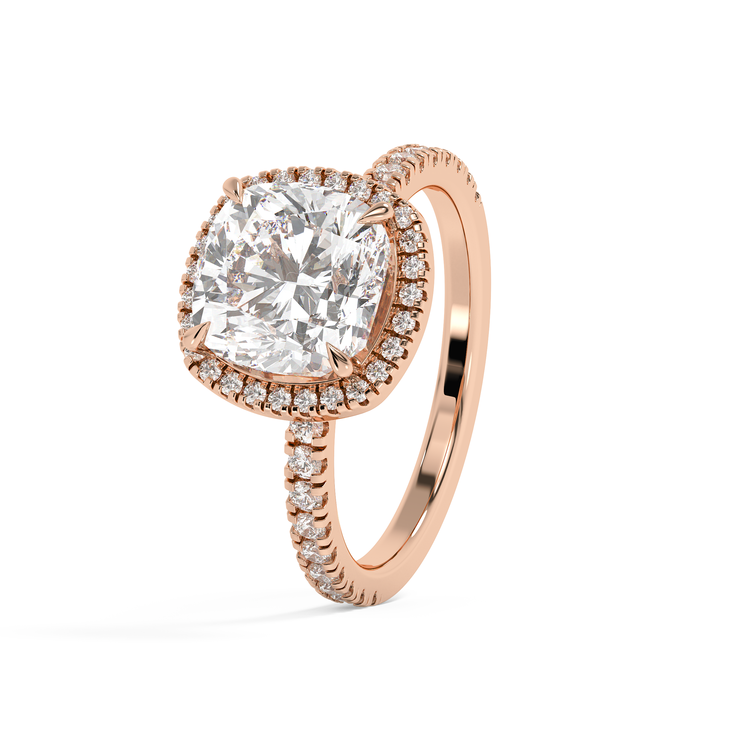 Cushion Halo & Pave Lab Grown Diamond Engagement Ring