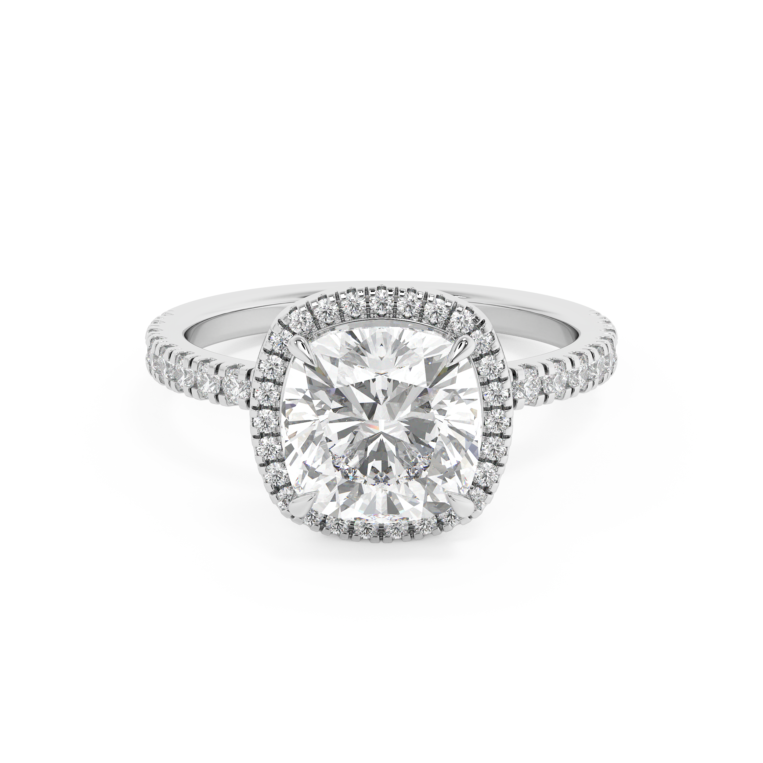 Cushion Halo & Pave Lab Grown Diamond Engagement Ring
