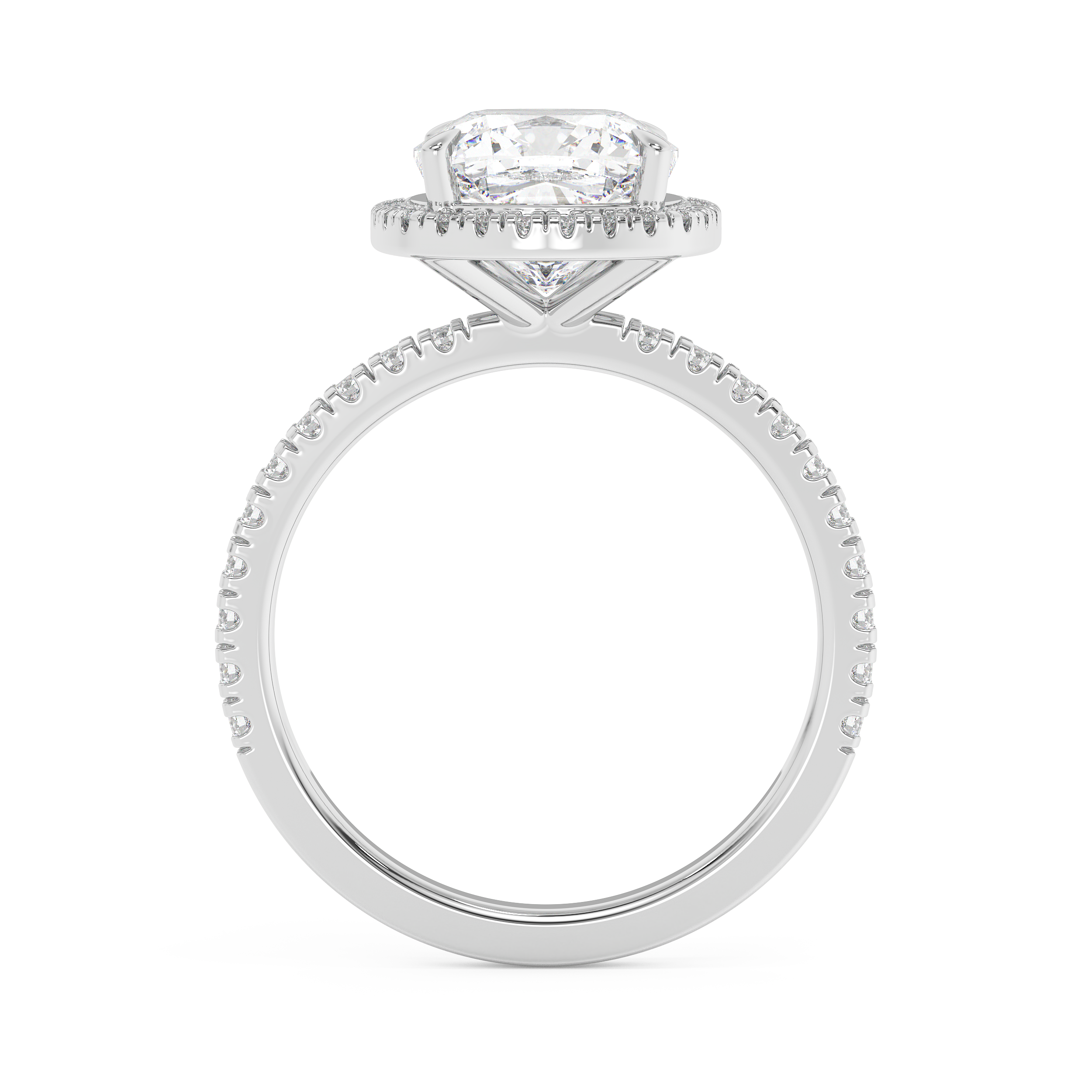 Cushion Halo & Pave Lab Grown Diamond Engagement Ring