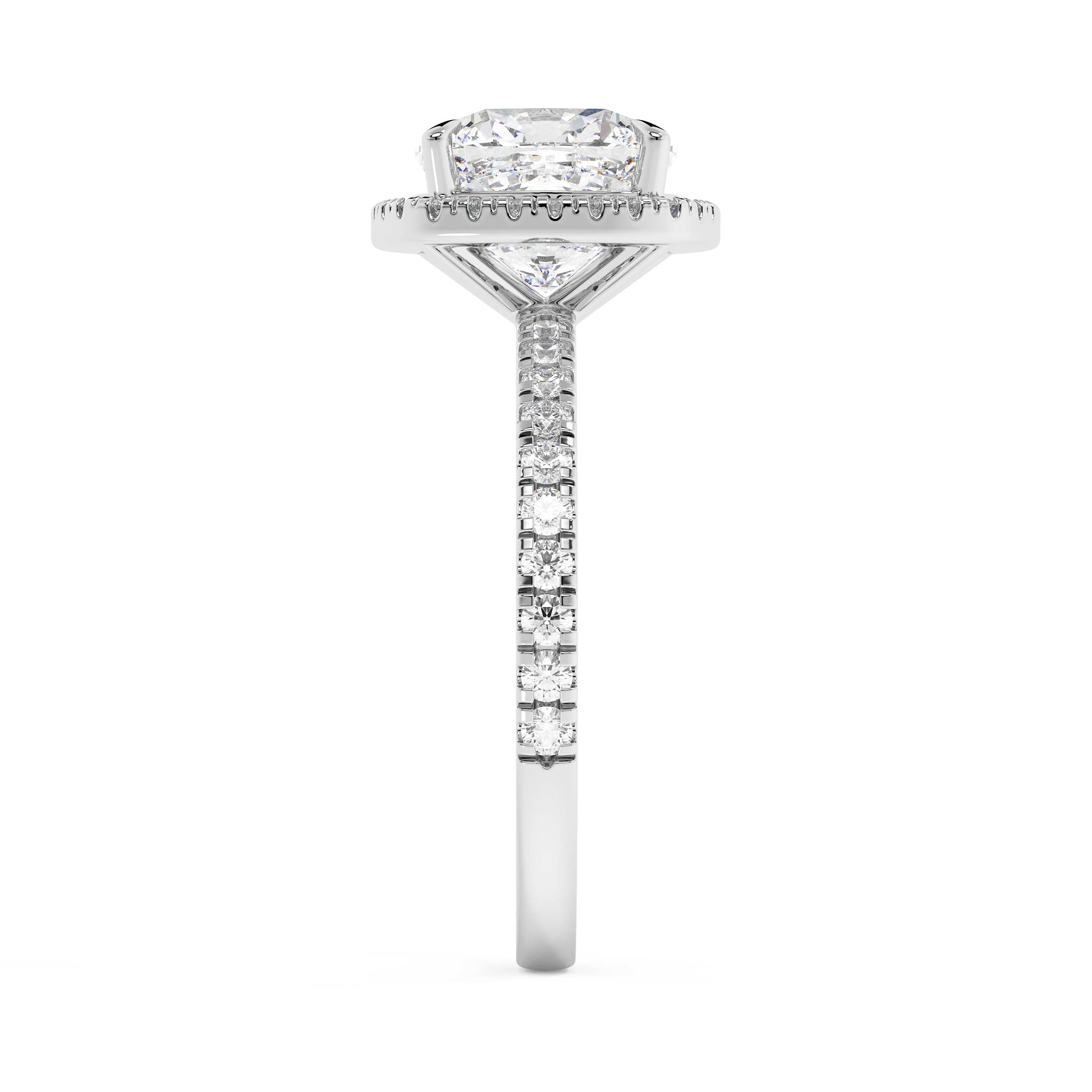 Cushion Halo & Pave Lab Grown Diamond Engagement Ring