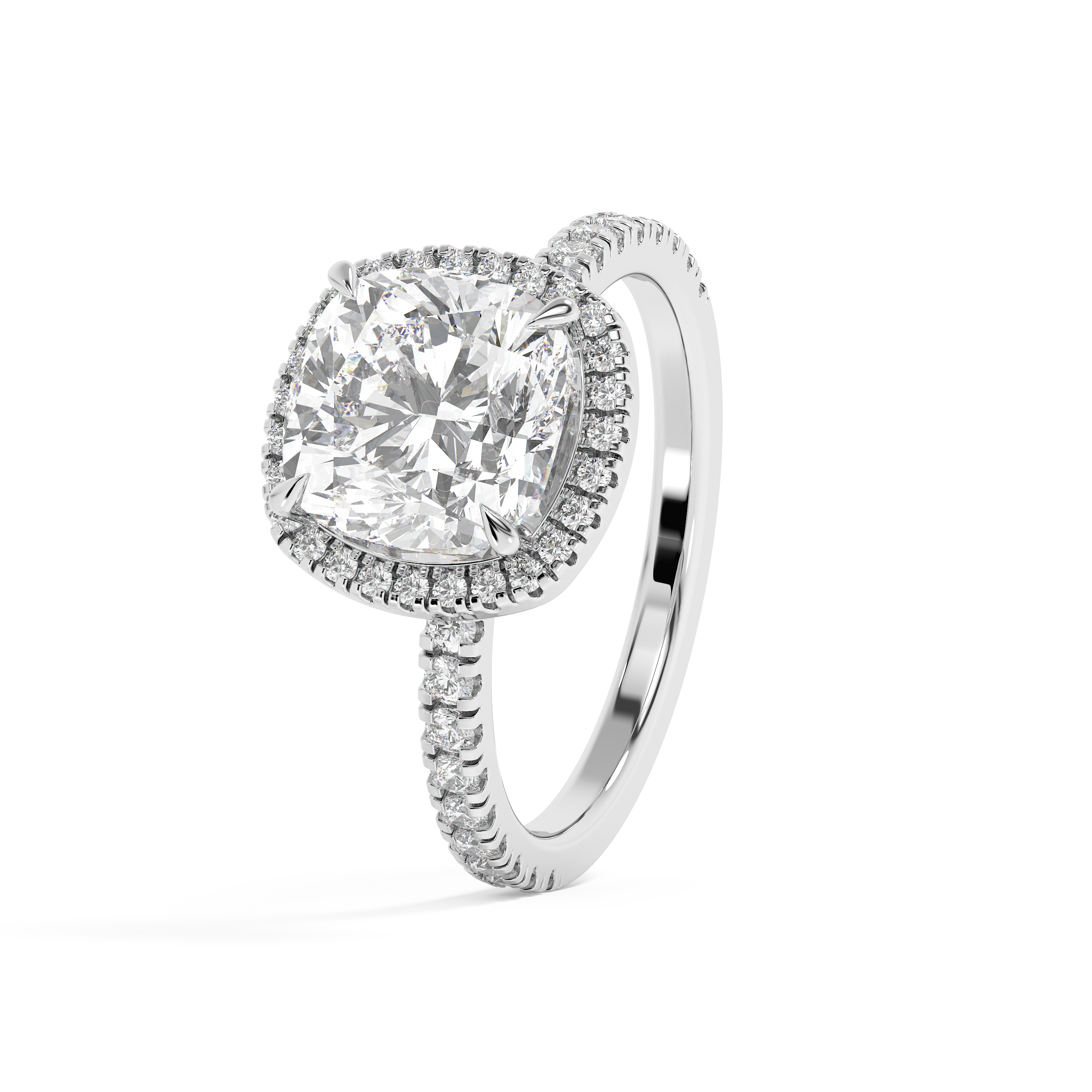 Cushion Halo & Pave Lab Grown Diamond Engagement Ring