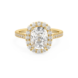 Elongated Cushion Halo & Pave Cathedral Lab Grown Diamond Engagement Ring