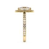Elongated Cushion Halo & Pave Cathedral Lab Grown Diamond Engagement Ring