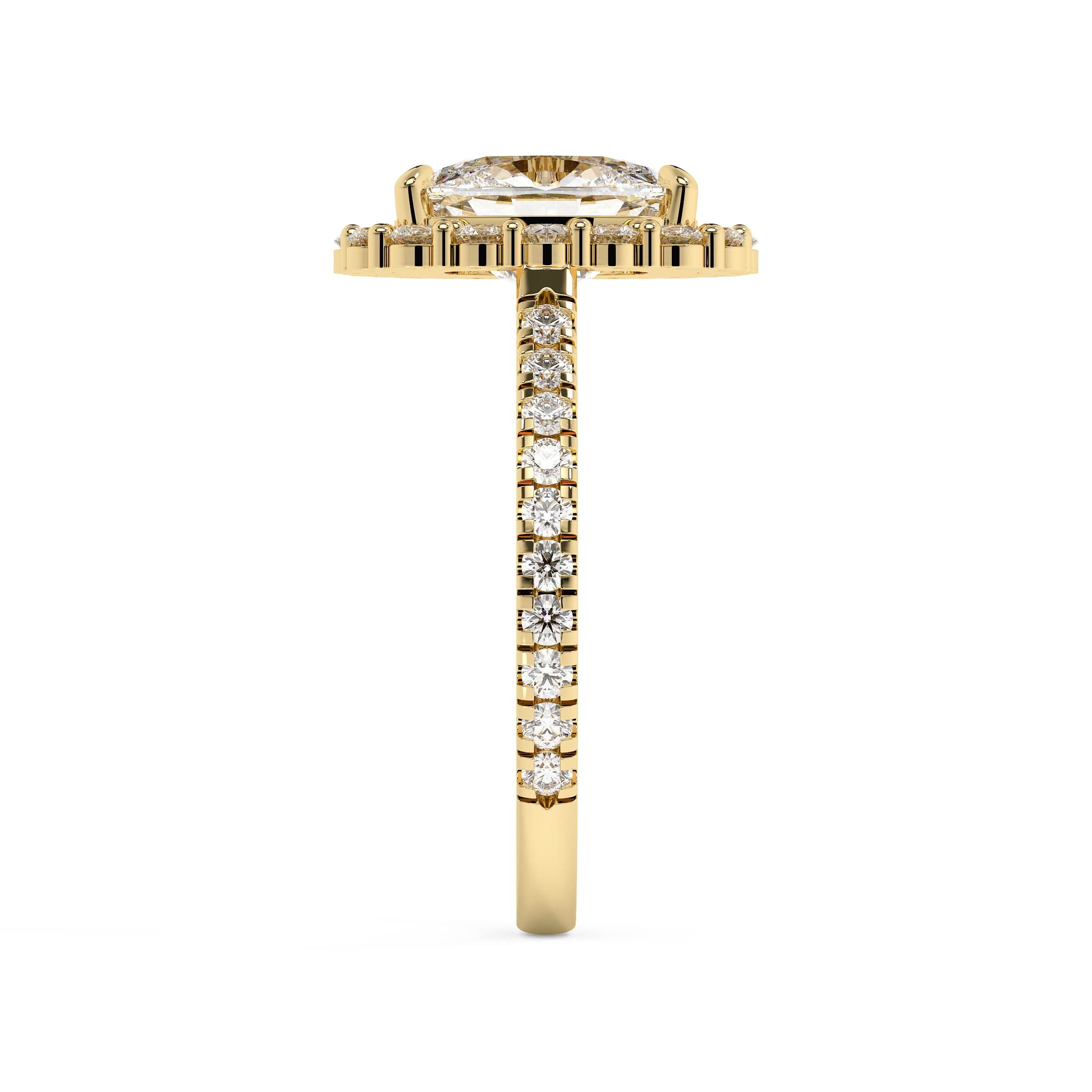 Elongated Cushion Halo & Pave Cathedral Lab Grown Diamond Engagement Ring