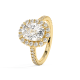 Elongated Cushion Halo & Pave Cathedral Lab Grown Diamond Engagement Ring
