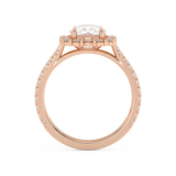 Elongated Cushion Halo & Pave Cathedral Lab Grown Diamond Engagement Ring