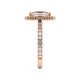 Elongated Cushion Halo & Pave Cathedral Lab Grown Diamond Engagement Ring