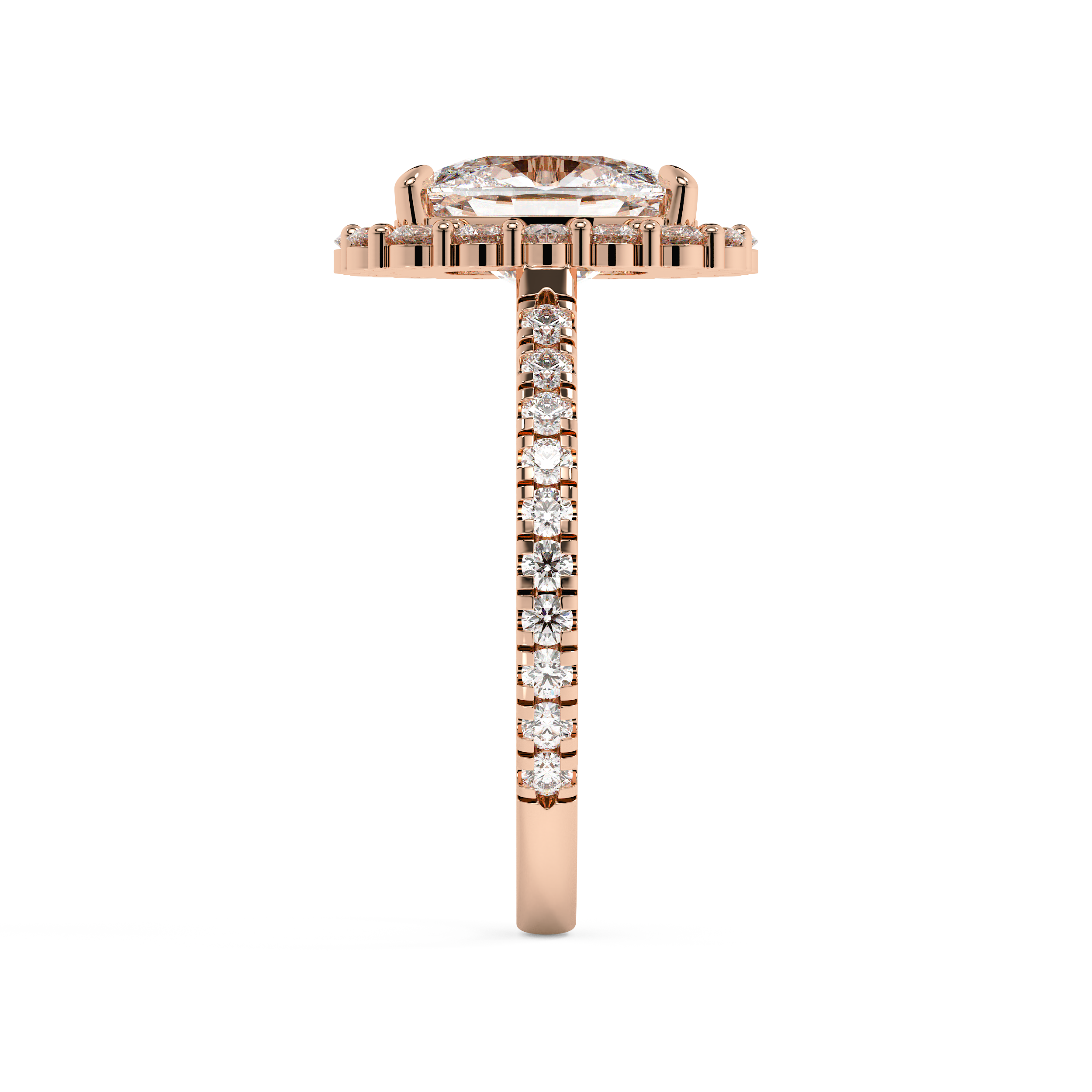 Elongated Cushion Halo & Pave Cathedral Lab Grown Diamond Engagement Ring