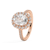 Elongated Cushion Halo & Pave Cathedral Lab Grown Diamond Engagement Ring