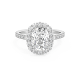 Elongated Cushion Halo & Pave Cathedral Lab Grown Diamond Engagement Ring