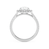 Elongated Cushion Halo & Pave Cathedral Lab Grown Diamond Engagement Ring