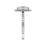 Elongated Cushion Halo & Pave Cathedral Lab Grown Diamond Engagement Ring