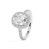 Elongated Cushion Halo & Pave Cathedral Lab Grown Diamond Engagement Ring