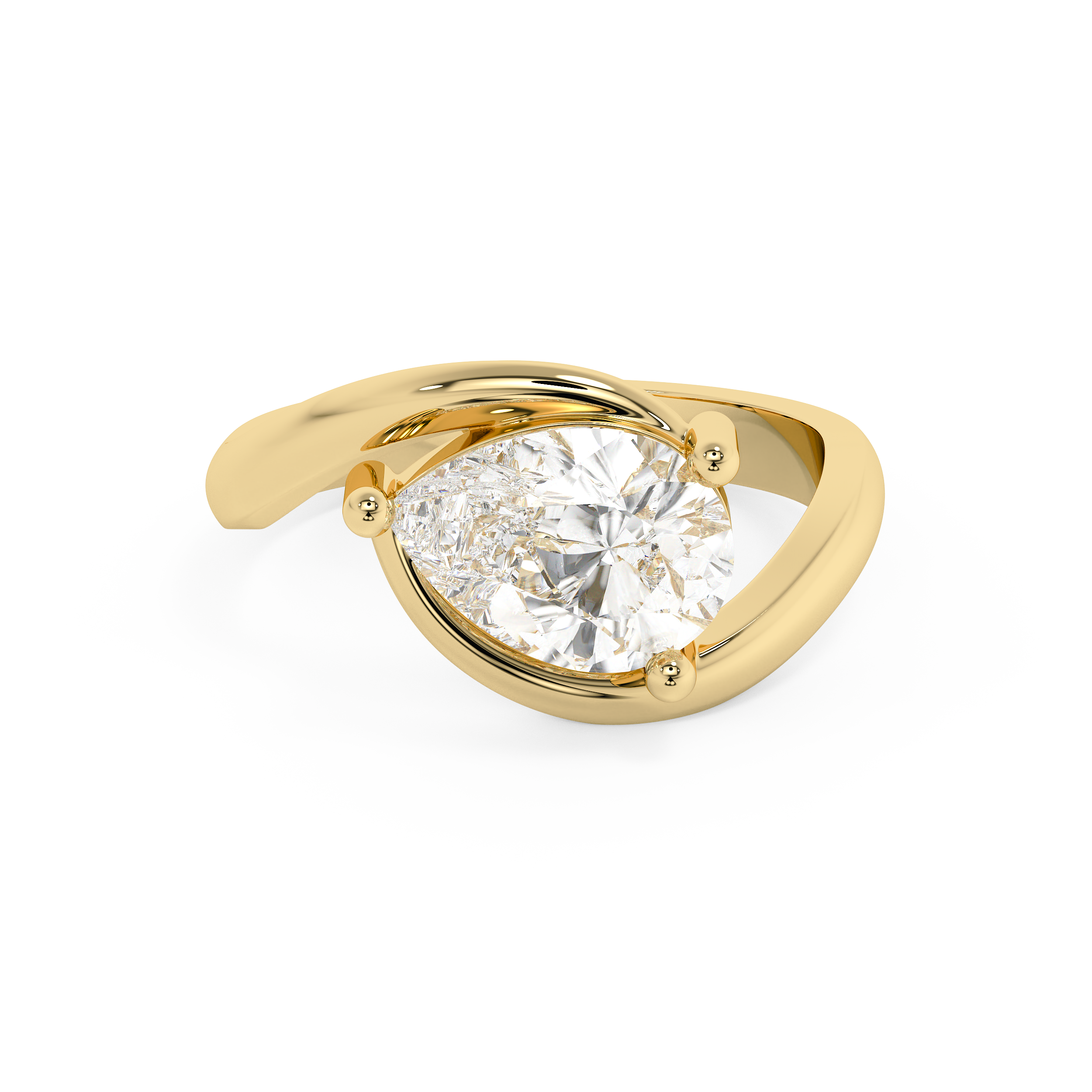 East West Pear Solitaire Rapture Lab Grown Diamond Engagement Ring