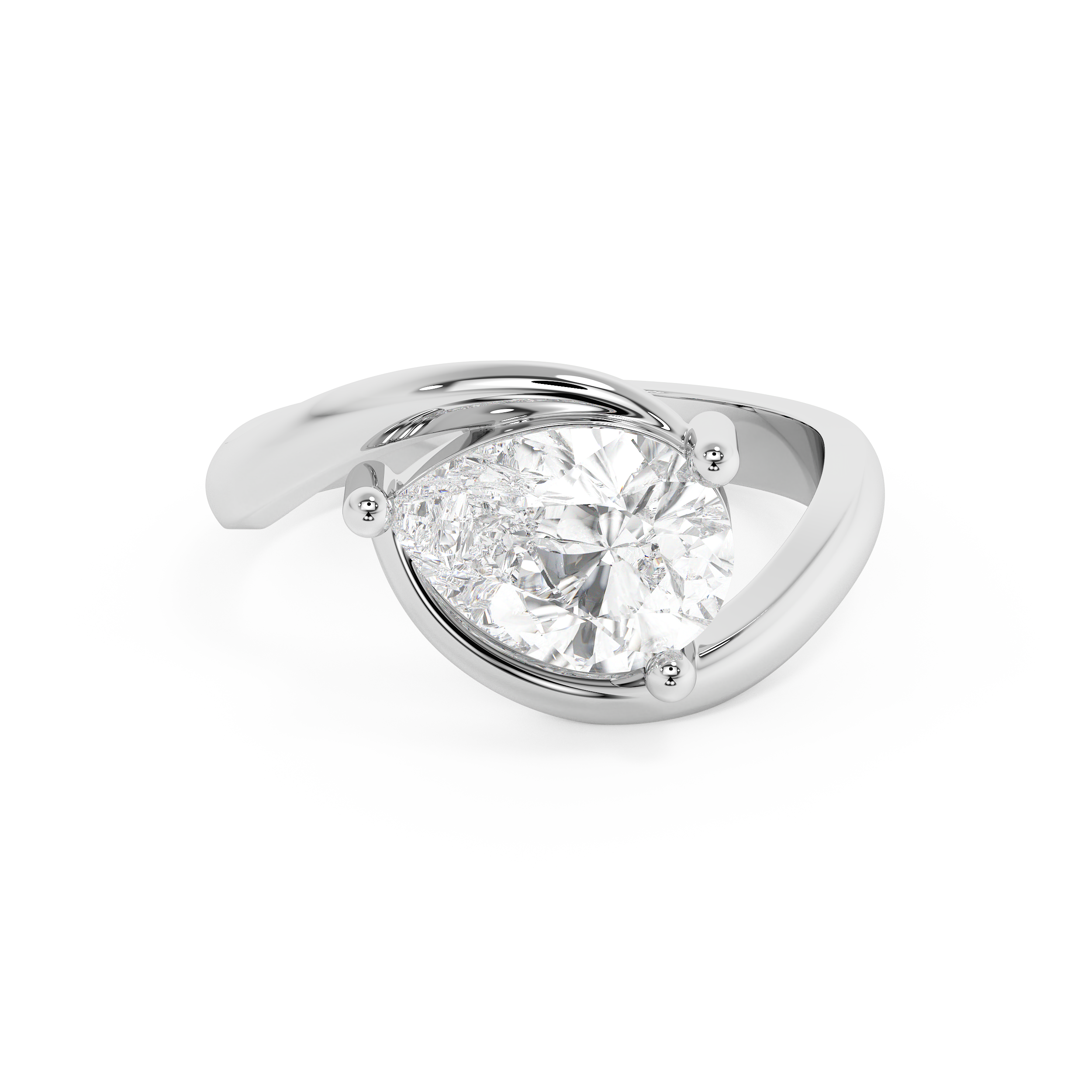 East West Pear Solitaire Rapture Lab Grown Diamond Engagement Ring