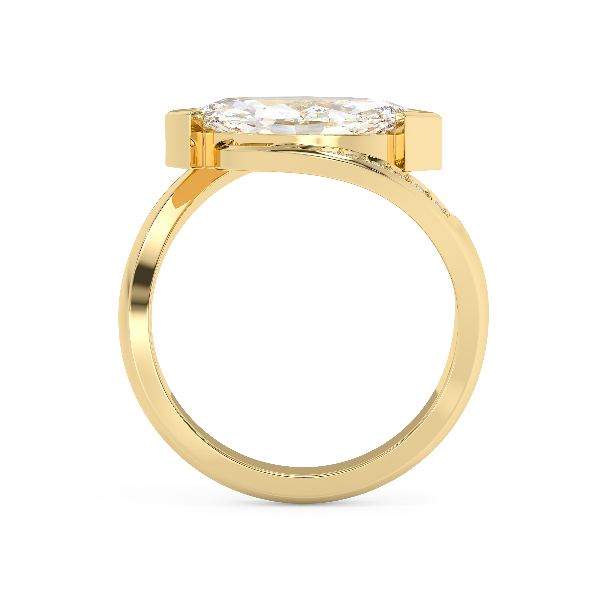 East West Marquise Semi Pave Lab Grown Diamond Engagement Ring