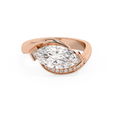 East West Marquise Semi Pave Lab Grown Diamond Engagement Ring