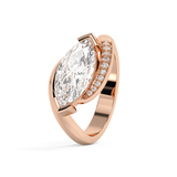East West Marquise Semi Pave Lab Grown Diamond Engagement Ring