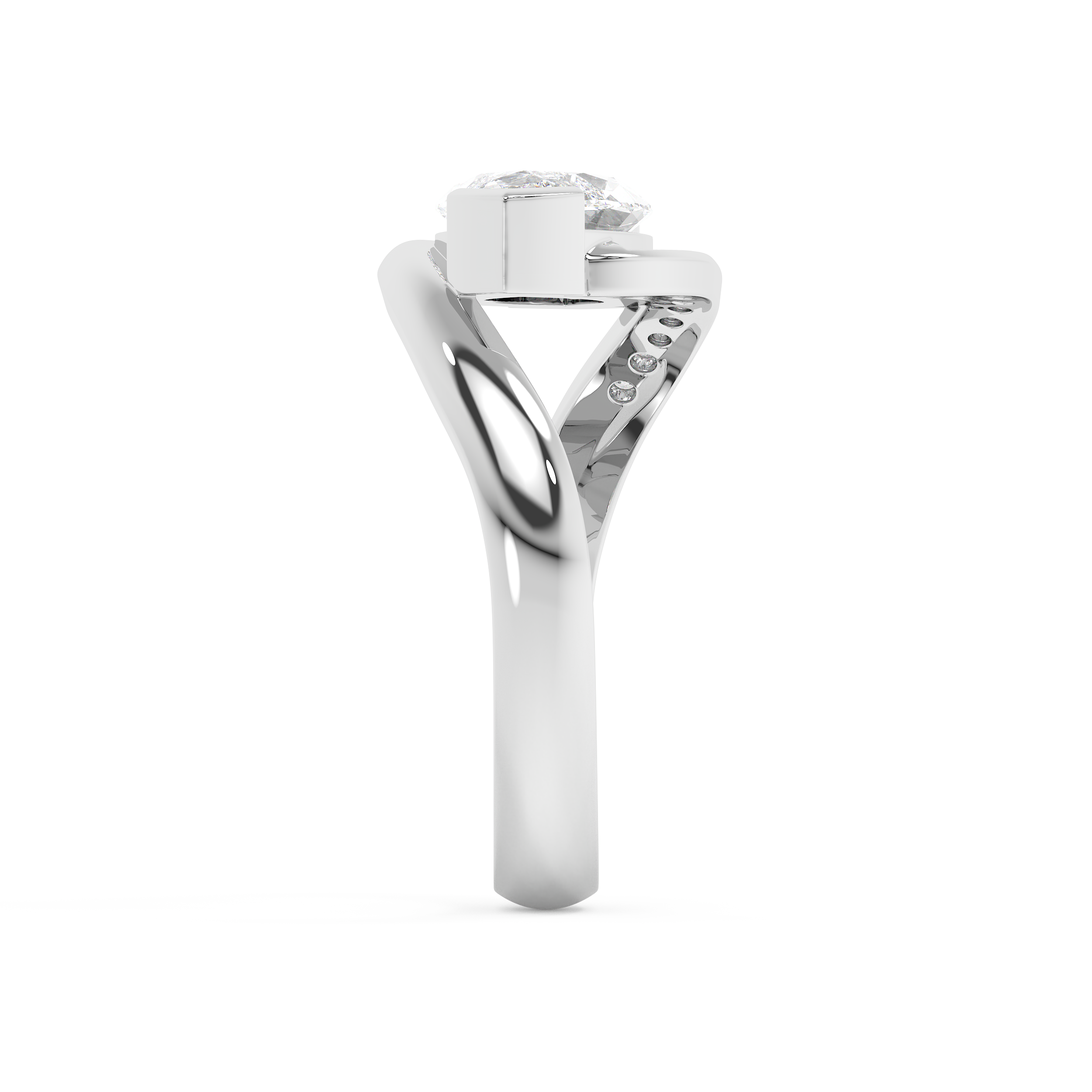 East West Marquise Semi Pave Lab Grown Diamond Engagement Ring