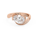East West Oval Semi Pave Lab Grown Diamond Engagement Ring