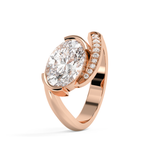 East West Oval Semi Pave Lab Grown Diamond Engagement Ring