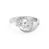 East West Oval Semi Pave Lab Grown Diamond Engagement Ring