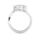 East West Oval Semi Pave Lab Grown Diamond Engagement Ring