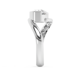East West Oval Semi Pave Lab Grown Diamond Engagement Ring