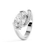 East West Oval Semi Pave Lab Grown Diamond Engagement Ring