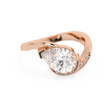 East West Pear Semi Pave Lab Grown Diamond Engagement Ring