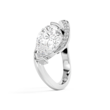 East West Pear Semi Pave Lab Grown Diamond Engagement Ring