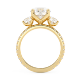 Round Three Stone Pave Lab Grown Diamond Engagement Ring