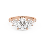 Round Three Stone Pave Lab Grown Diamond Engagement Ring