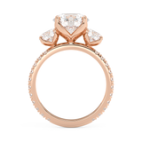 Round Three Stone Pave Lab Grown Diamond Engagement Ring