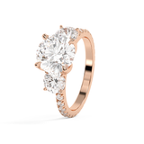 Round Three Stone Pave Lab Grown Diamond Engagement Ring