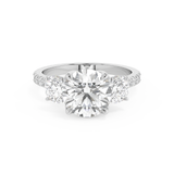 Round Three Stone Pave Lab Grown Diamond Engagement Ring