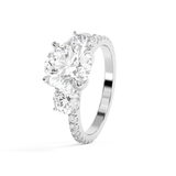 Round Three Stone Pave Lab Grown Diamond Engagement Ring