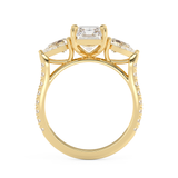 Radiant Three Stone Pave Lab Grown Diamond Engagement Ring