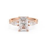 Radiant Three Stone Pave Lab Grown Diamond Engagement Ring