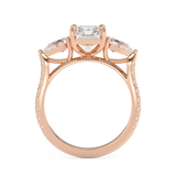 Radiant Three Stone Pave Lab Grown Diamond Engagement Ring