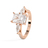 Radiant Three Stone Pave Lab Grown Diamond Engagement Ring