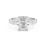 Radiant Three Stone Pave Lab Grown Diamond Engagement Ring