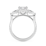 Radiant Three Stone Pave Lab Grown Diamond Engagement Ring