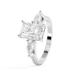 Radiant Three Stone Pave Lab Grown Diamond Engagement Ring