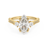 Marquise Three Stone Pave Lab Grown Diamond Engagement Ring