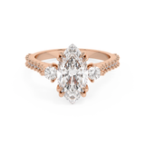 Marquise Three Stone Pave Lab Grown Diamond Engagement Ring
