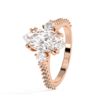 Marquise Three Stone Pave Lab Grown Diamond Engagement Ring