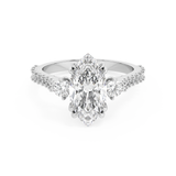 Marquise Three Stone Pave Lab Grown Diamond Engagement Ring